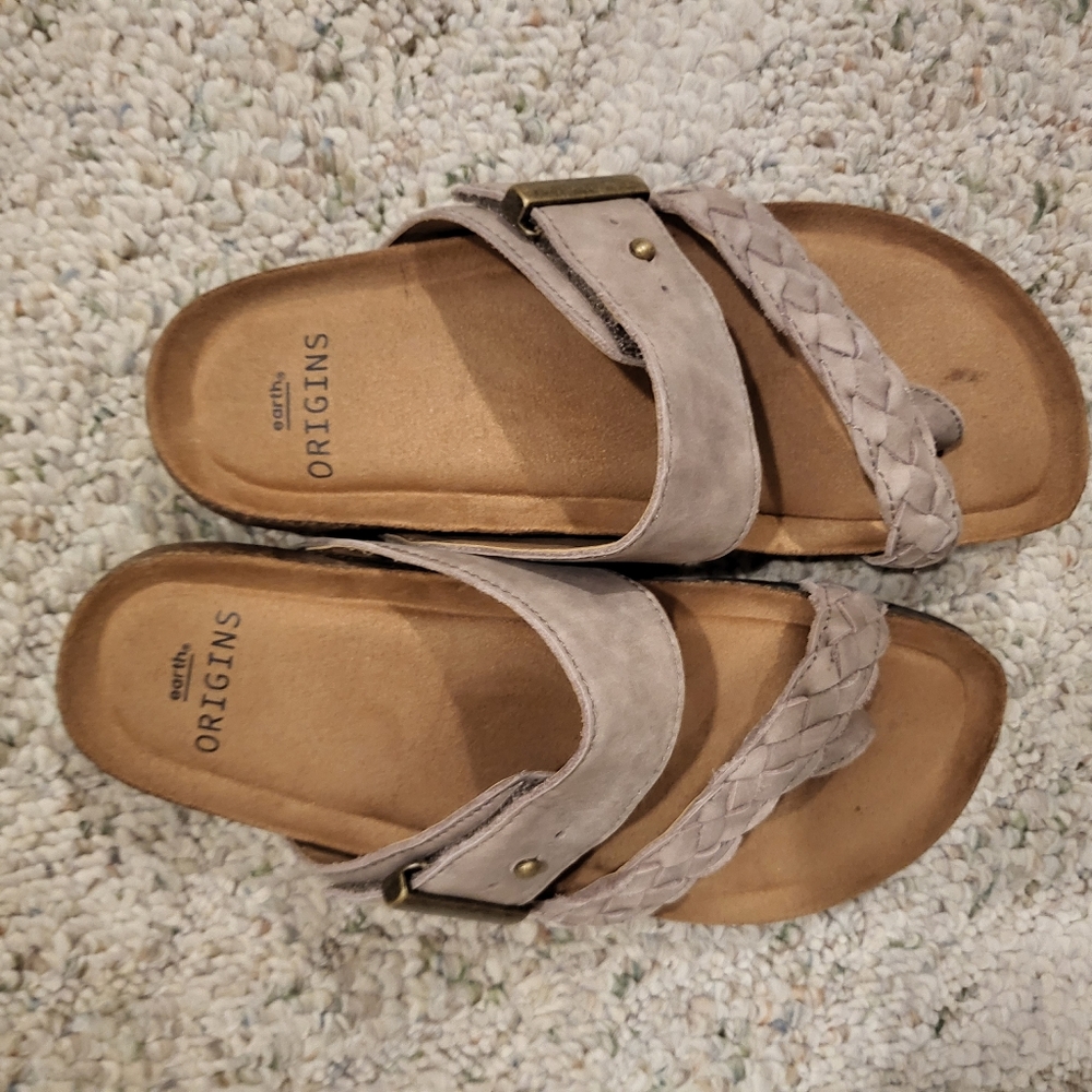 Earth Origins Gray Braided Sandals